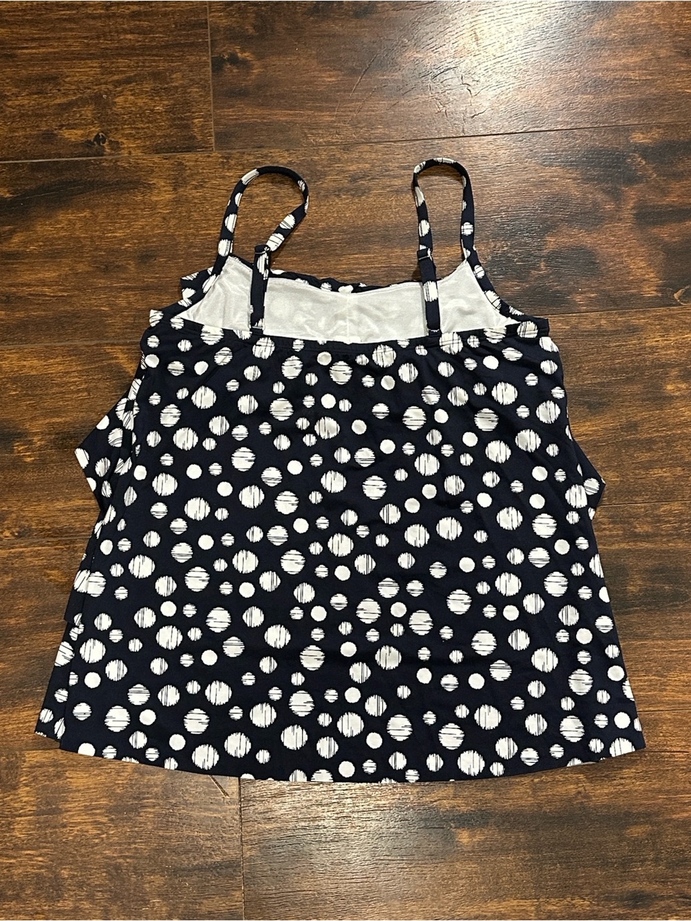 ✨MiracleSuit Navy Ruffle Layered Swim Top US 10 Polka Dot Like New🩱 - Picture 4 of 8